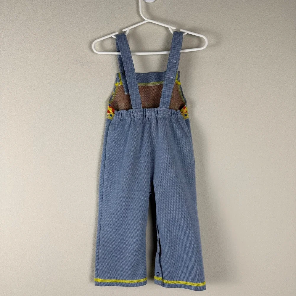 Vintage Carters‎ Kids Blue Train Overalls 24 Months Romper Jumper Snap Button